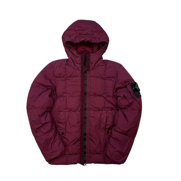 Stone Island 2018 Maroon Down Filled Crinkle Puffer Jacket Small