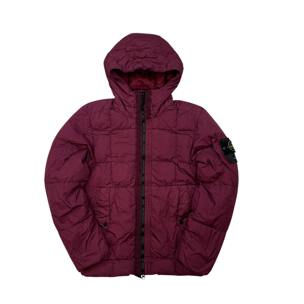 Stone Island 2018 Maroon Down Filled Crinkle Puffer Jacket - Small