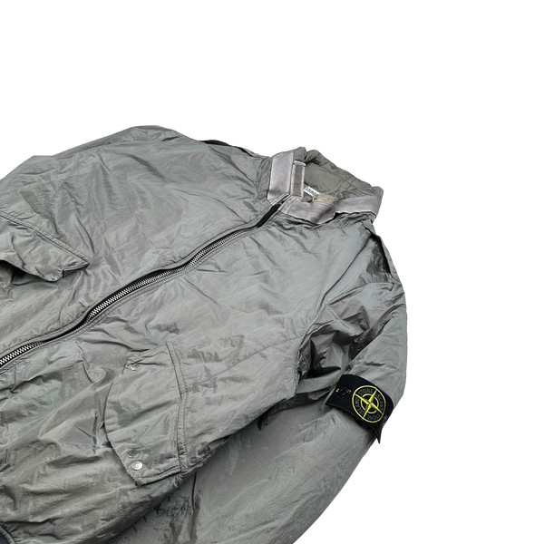 Stone Island 2008 Silver Nylon Metal Quilted Jacket - XXL
