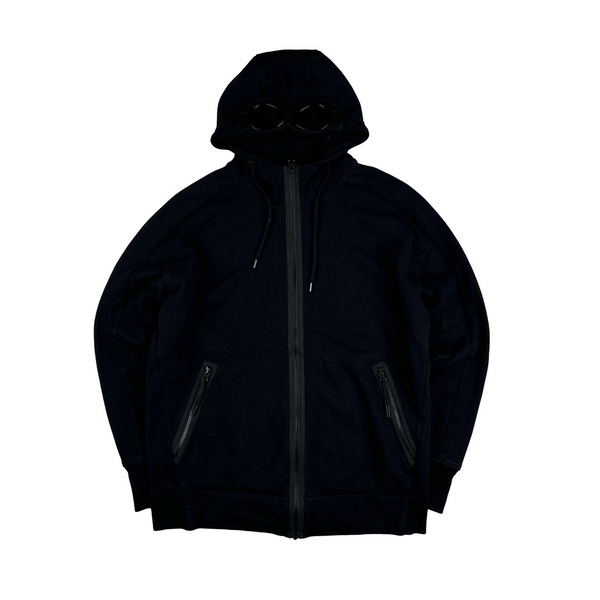 CP Company Black Cotton Goggle Hoodie - Large