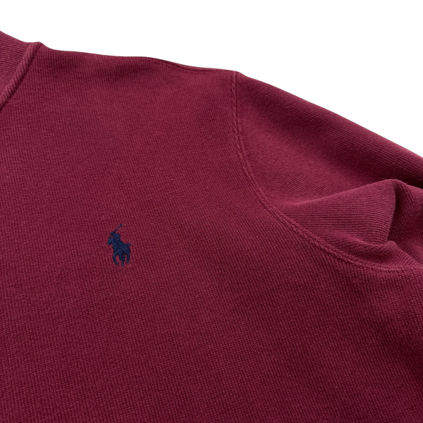 Ralph Lauren Red Quarter Zip Knit Pullover- Small