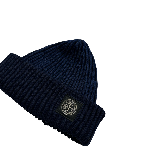 Stone Island 2014 Blue Two Tone Ribbed Wool Beanie