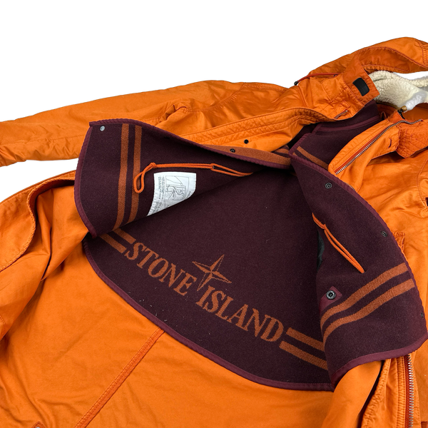 Stone Island 2019 Orange David TC Blanket Lined Fishtail Parka Jacket - Medium