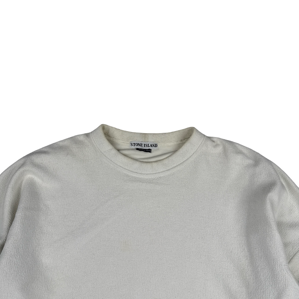 Stone Island Vintage White Fleecd Cotton Pullover Jumper - XL