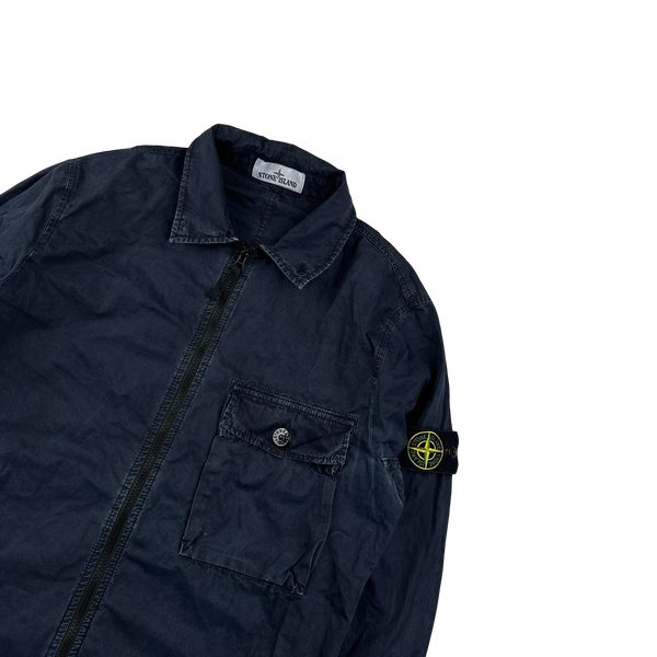 Stone Island 2020 Navy Cotton Zipped Overshirt - Medium