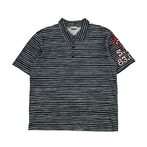 Stone Island 2002 Cotton Striped Embroidered Compass Polo Shirt - XL