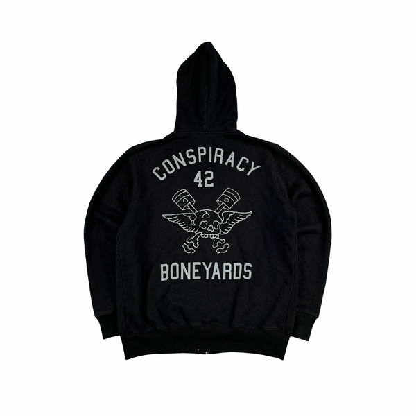 Stussy X Neighborhood Cotton Zipped Spellout Hoodie - Medium