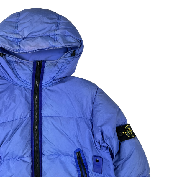 Stone Island 2021 Blue Crinkle NY Down Puffer Jacket - Large