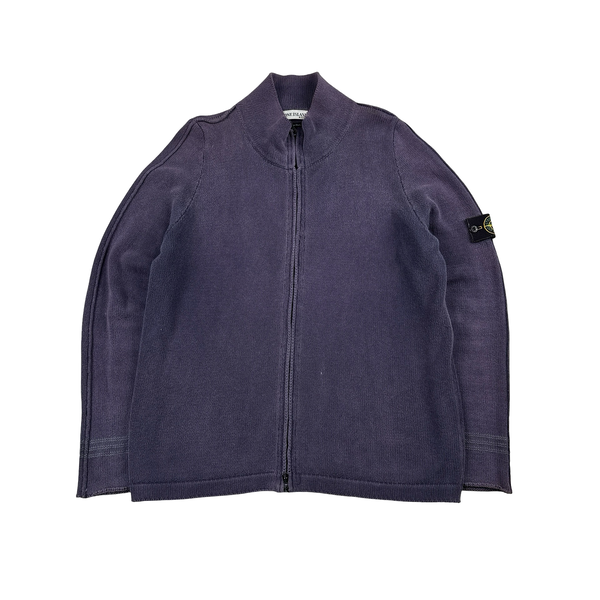 Stone Island 2001 Purple Knitted Vintage Zipped Jumper - Large
