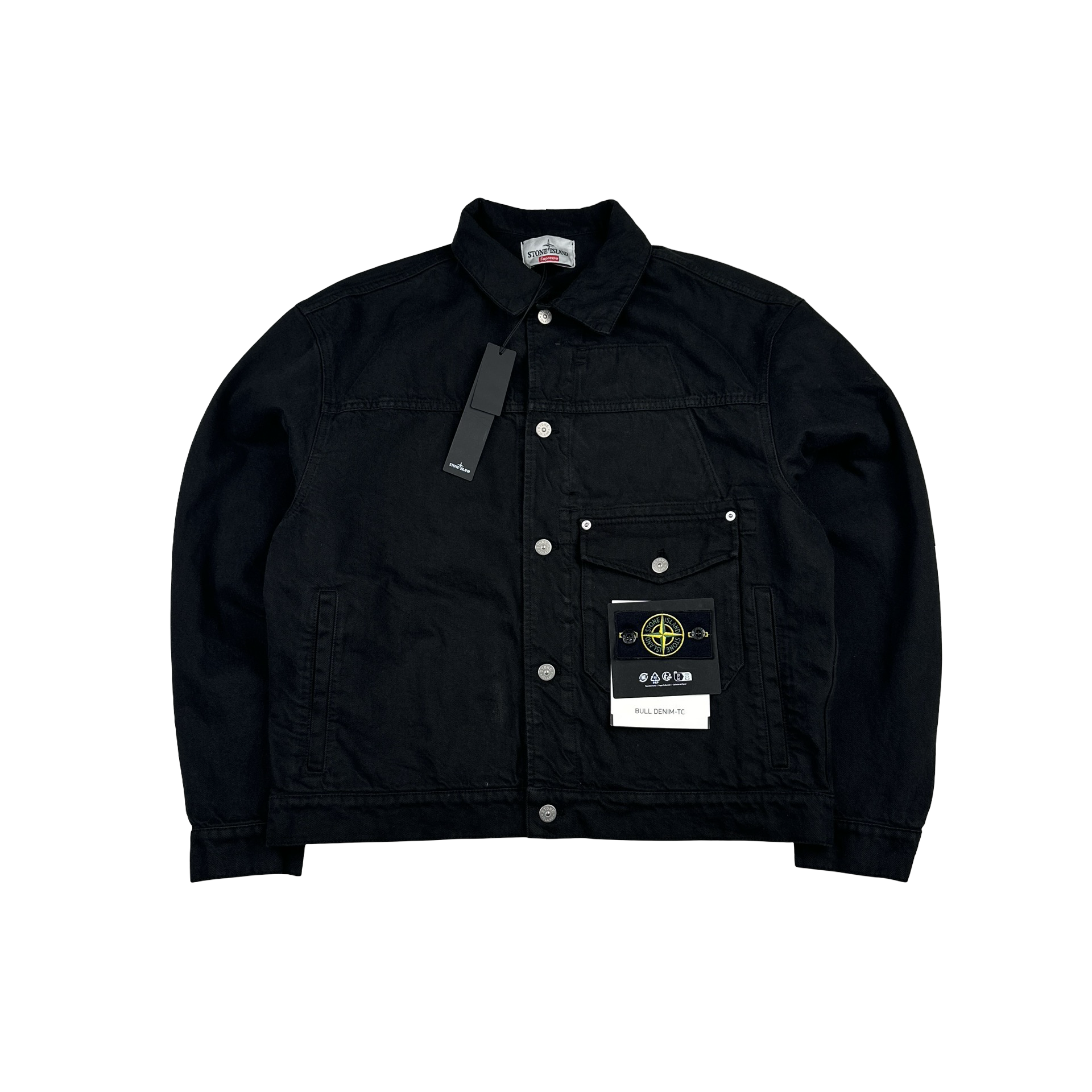 Stone Island x Supreme 2023 Black Bull Denim TC Jacket - Medium
