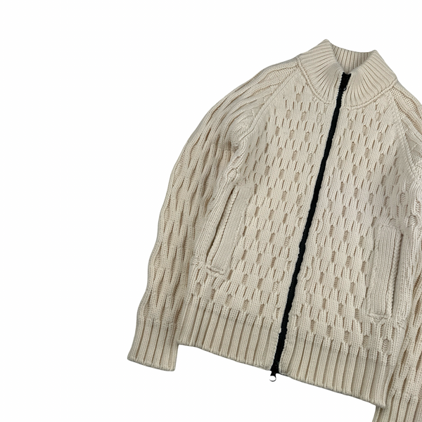 Stone Island 2013 Cream Thick Heavyweight Knit Zipped Jumper - Large