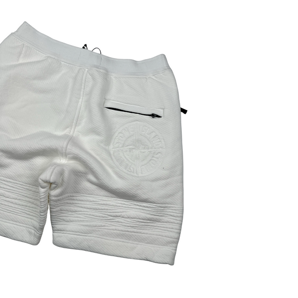 Stone Island 2022 White Compass Thick Cotton Shorts - Medium