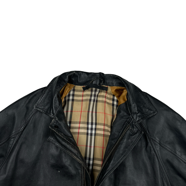 Burberry Leather Nova Check Lined Collared Duffle Coat - 3XL