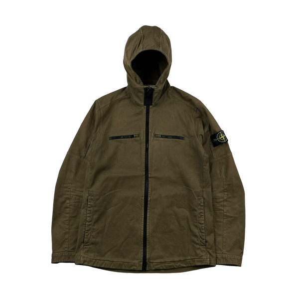 Stone Island 2016 Khaki Thick Cotton Hooded Overshirt - Medium