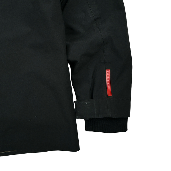 Prada Black Racoon Fur Hood Goretex Parka Jacket - Large