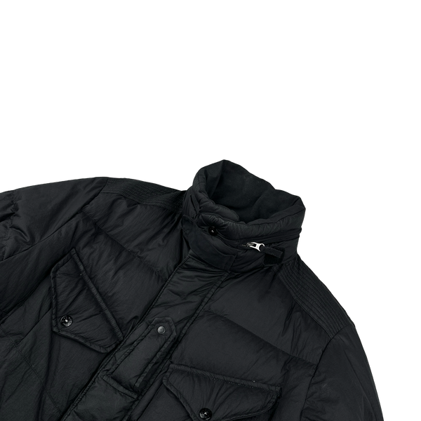 Stone Island 2009 Black Opaque Nylon Tela Down Mesh Badge Puffer - Large