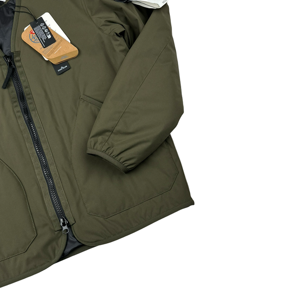 Stone Island 2023 Khaki Soft Shell R eDye Technology Primaloft Lined V Collar Jacket - Small