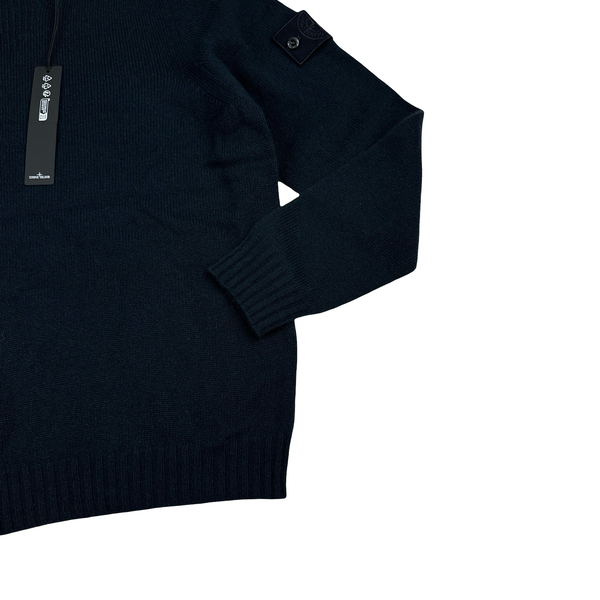 Stone Island 2025 Ghost Navy Cashmere Crewneck Knit Jumper - Large