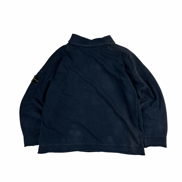 Stone Island 1991 Vintage Navy Quarter Zipped Cotton Pullover - Large