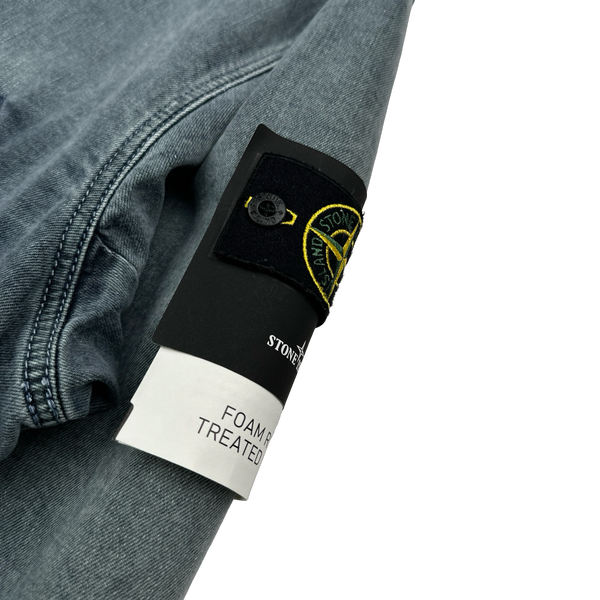 Stone Island 2018 Foam Resin Treated Denim Parka Jacket - Large