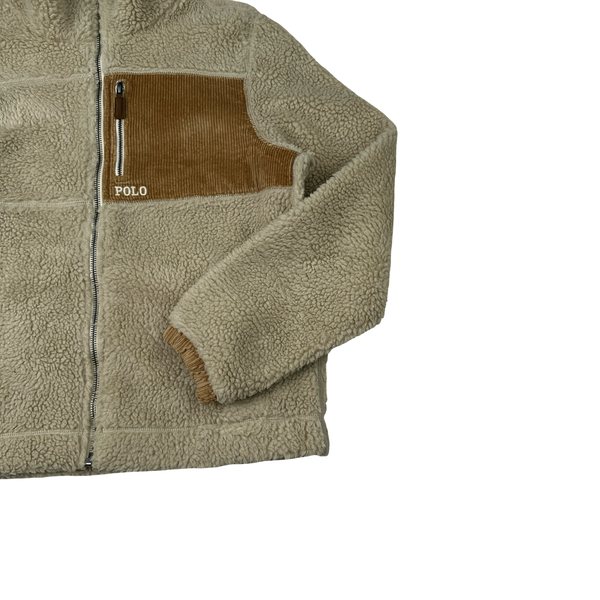 Ralph Lauren Beige Teddy Fleece Zipped Jumper - Medium