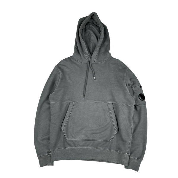 CP Company Grey Cotton Lens Viewer Hoodie - Medium