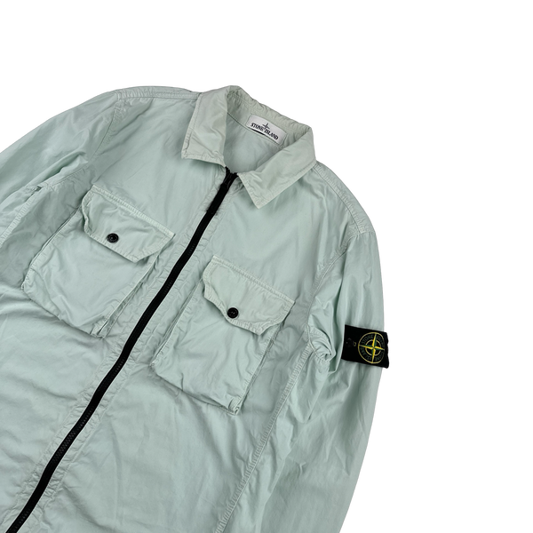 Stone Island 2021 Ice Blue Aqua Cotton Overshirt - Large