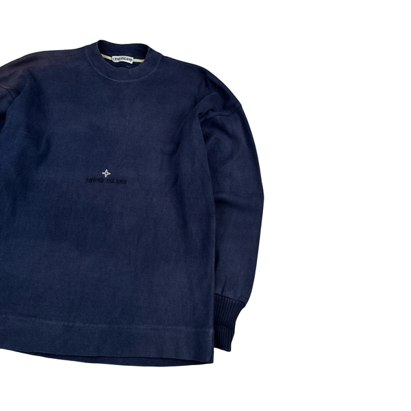 Stone Island 1987 Navy Cotton Spellout Vintage Pullover - XL