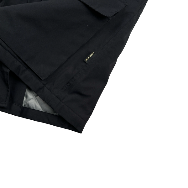 Barbour Multi Pocket Black Goretex Quilted Field Jacket - Medium