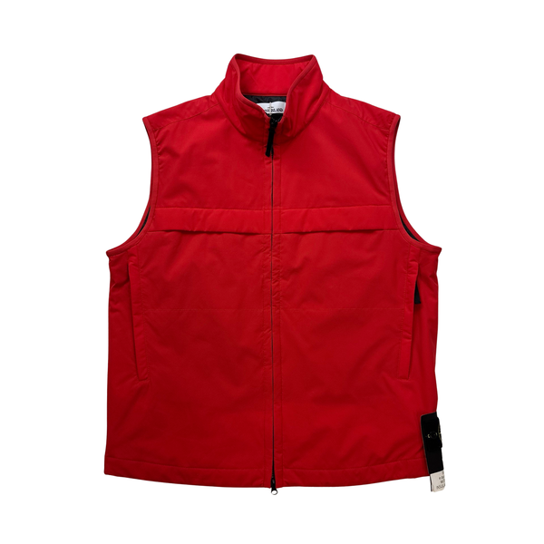 Stone Island 2022 Red e-Dye Soft Shell Gilet - XL