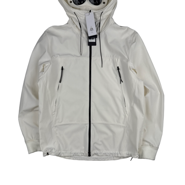 CP Company White Soft Shell R Goggle Hooded Zipped Jacket - 3XL