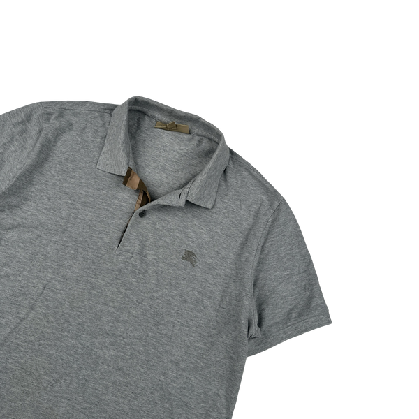 Burberry Grey Nova Check Neckline Polo Shirt - Large