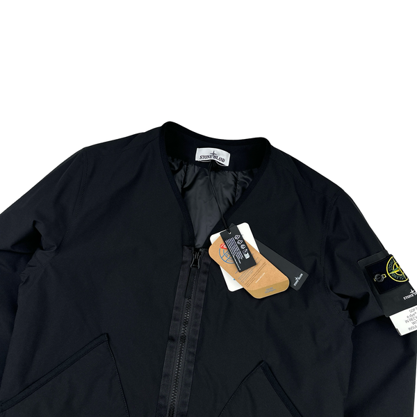 Stone Island 2023 Black Soft Shell R eDye Technology Primaloft Lined V Collar Jacket - Small