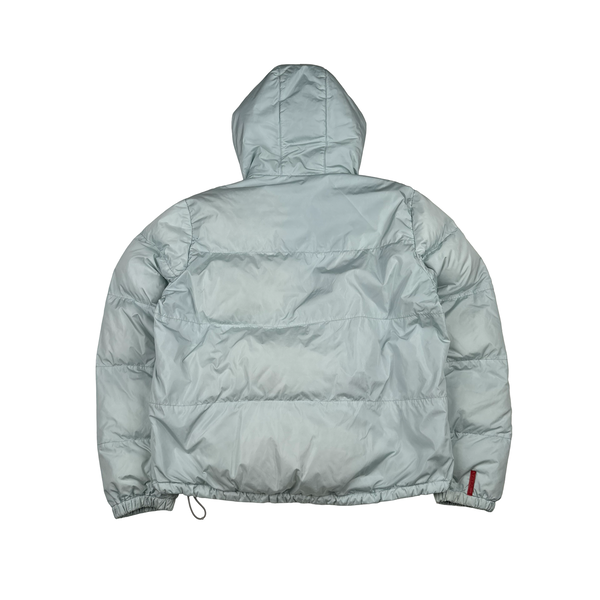 Prada Baby Blue Cuff Tab Zipped Puffer Jacket - Small