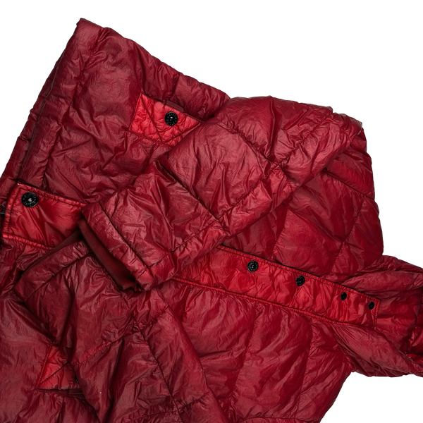 Stone Island 2011 Red Garment Dyed Down Filled Puffer Jacket - Large