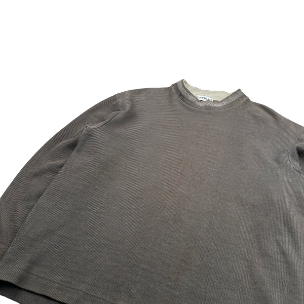 Stone Island 2000 Boxy Fit Brown Ribbed Pullover Crewneck Jumper - XL