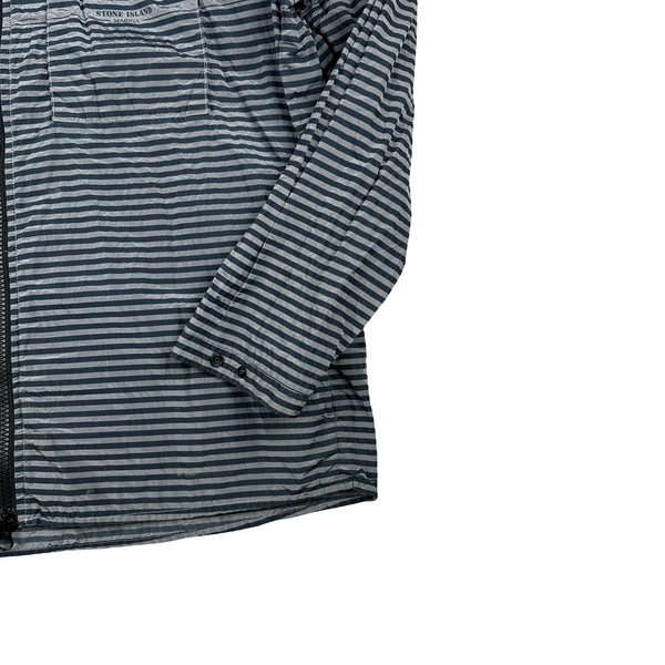 Stone Island 2017 Marina Blue Stripped Nylon Metal Jacket - 3XL