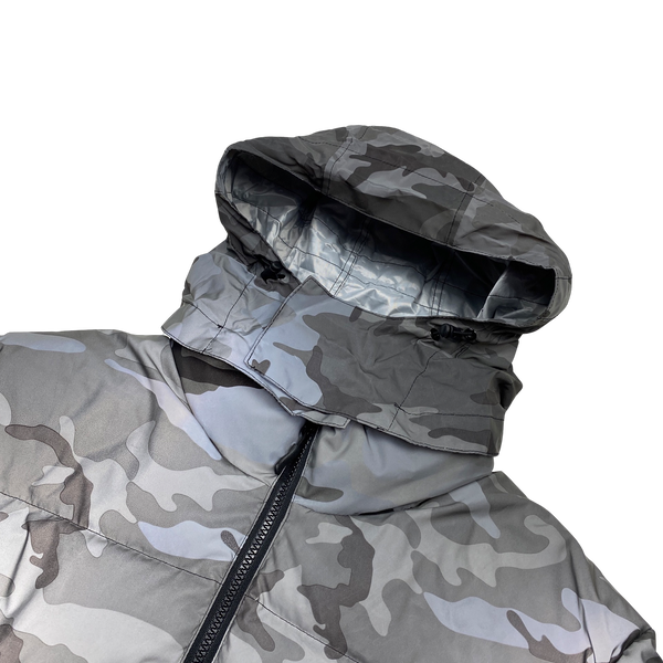 Supreme Silver Reflective Camo Puffer Jacket - Medium