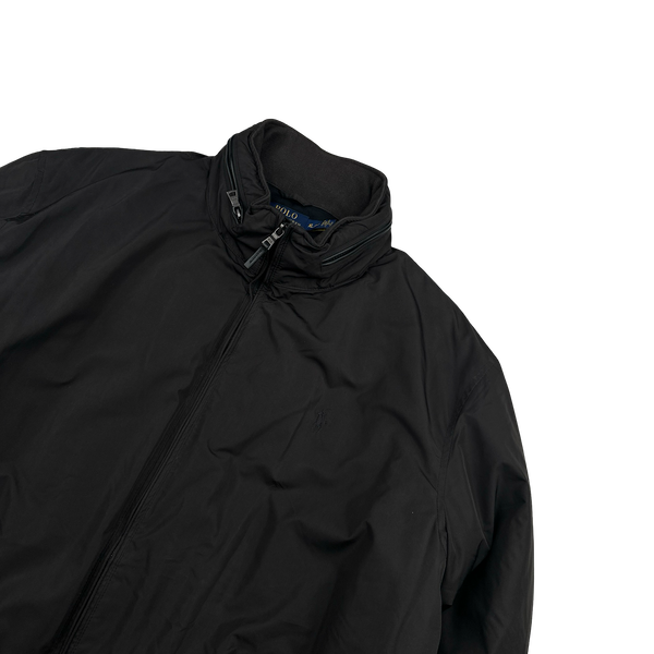 Ralph Lauren Black Cotton Lined Padded High Neck Jacket - XL