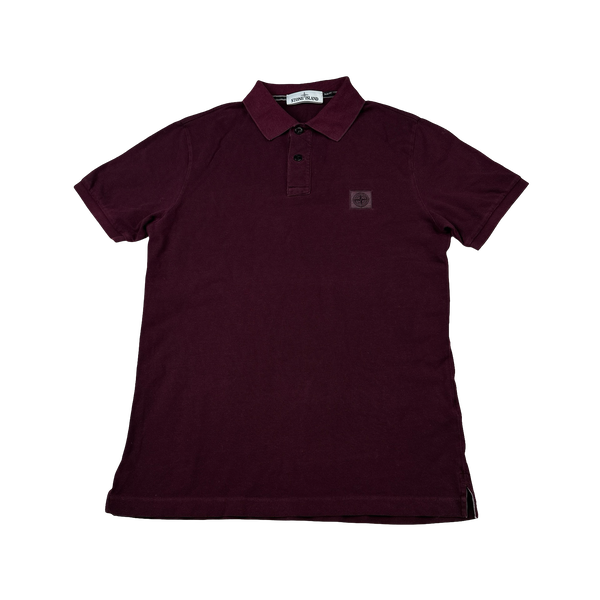 Stone Island Burgundy Cotton Polo Shirt - Large