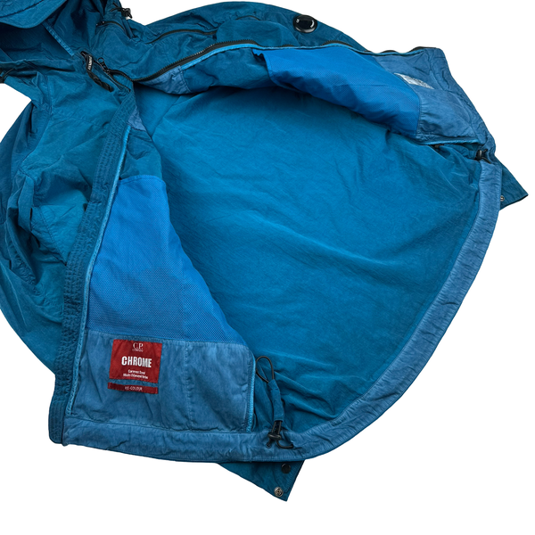 CP Company Blue Chrome Nylon Zipped Hooded Jacket - XL