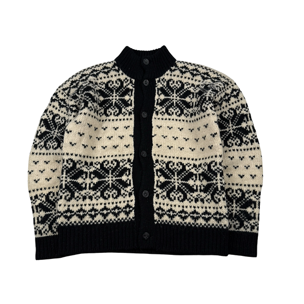 Ralph Lauren Wool Cable Knit Buttoned Cowichan Jumper - Large