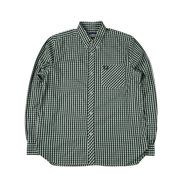 Fred Perry Green Gingham Buttoned Shirt - Large