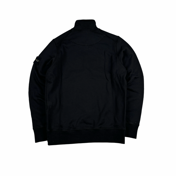 Stone Island 2023 Black Cotton Quarter Zipped Jumper - Small