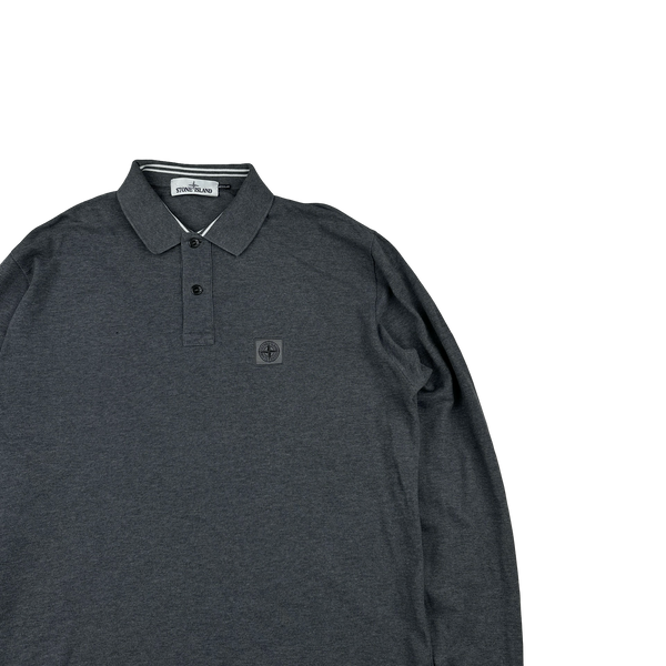 Stone Island Grey Cotton Long Sleeve Polo Shirt - XL