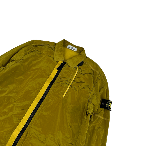 Stone Island 2018 Yellow Shimmer Nylon Metal Overshirt - Large