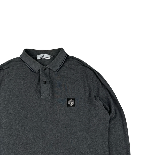 Stone Island Charcoal Long Sleeved Polo Shirt - XXL