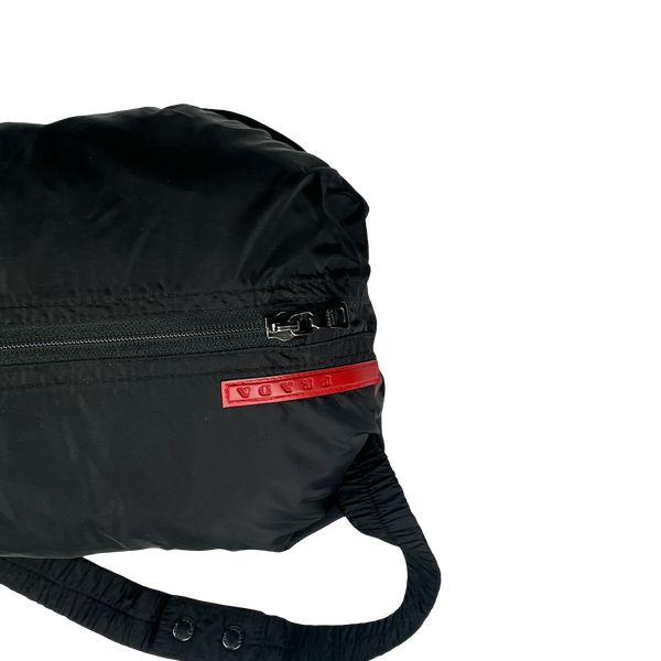 Prada Black Red Tab Packable Bag Nylon Windbreaker Jacket - Large