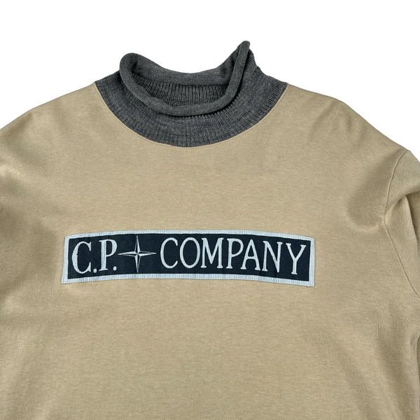 CP Company RARE 1980s Vintage Spellout Roll Neck Cotton Pullover - Medium