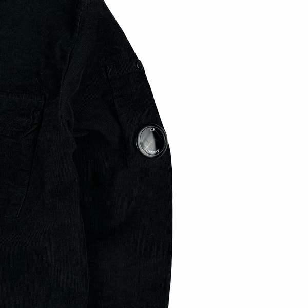 CP Company Black Corduroy Zipped Shirt - Small
